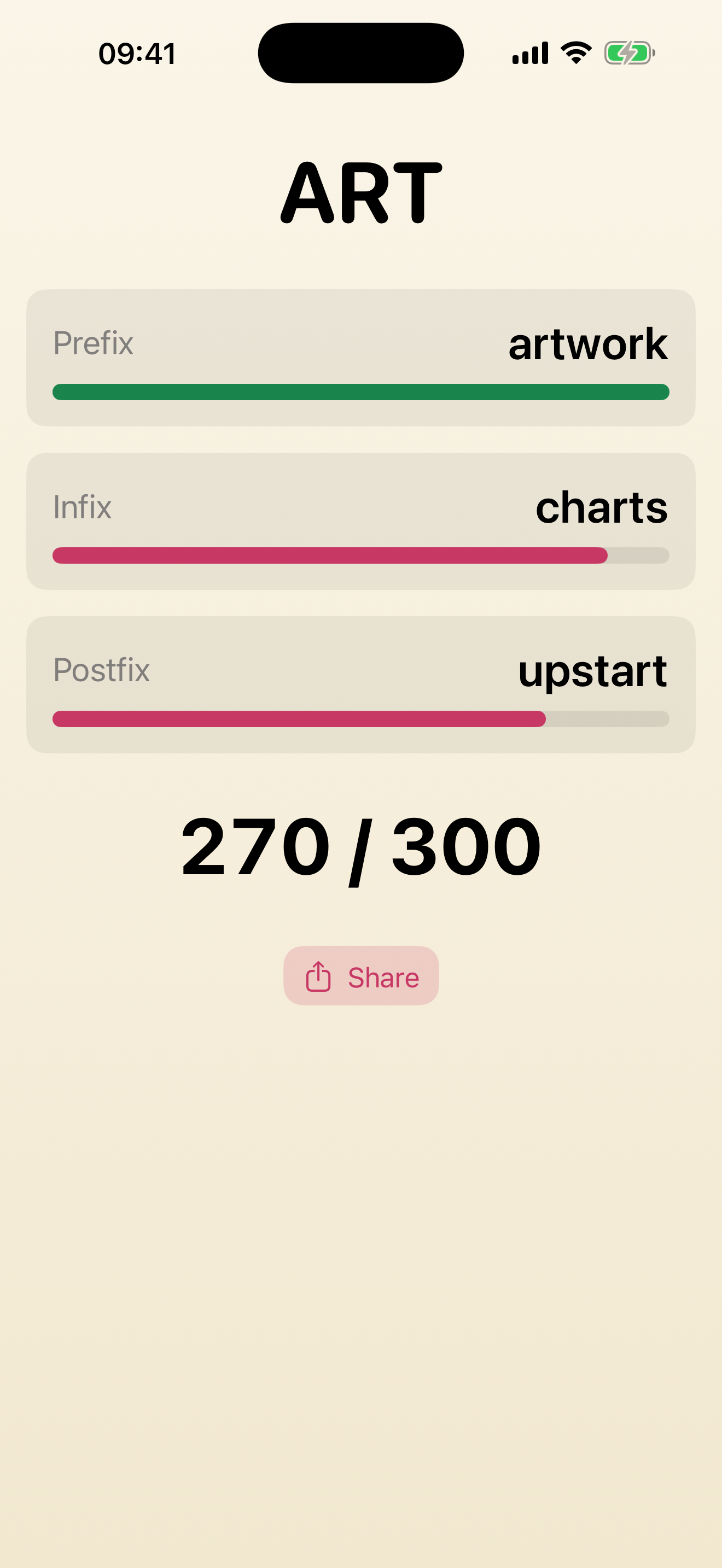 Result screen